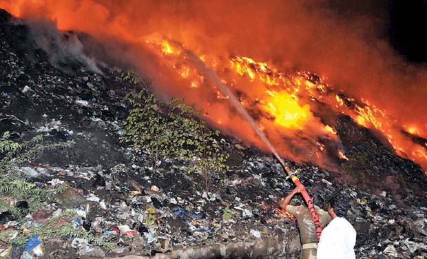 Fire in landfill