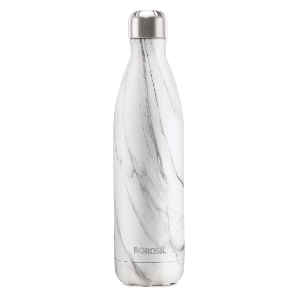 Borosil Stainless Steel Water Bottle with marble design